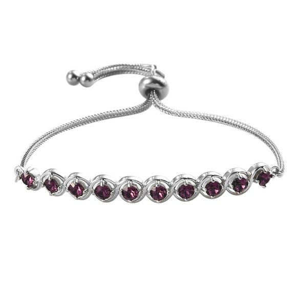 Amethyst Bolo Crystal Bracelet in Platinum Bond and Stainless Steel - Picture 3 of 4